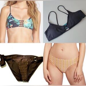 3 Pc SWIM MASHUP-Lot of 2 Bottoms (NWT & NWOT) and EUC Ripcurl Reversible Top